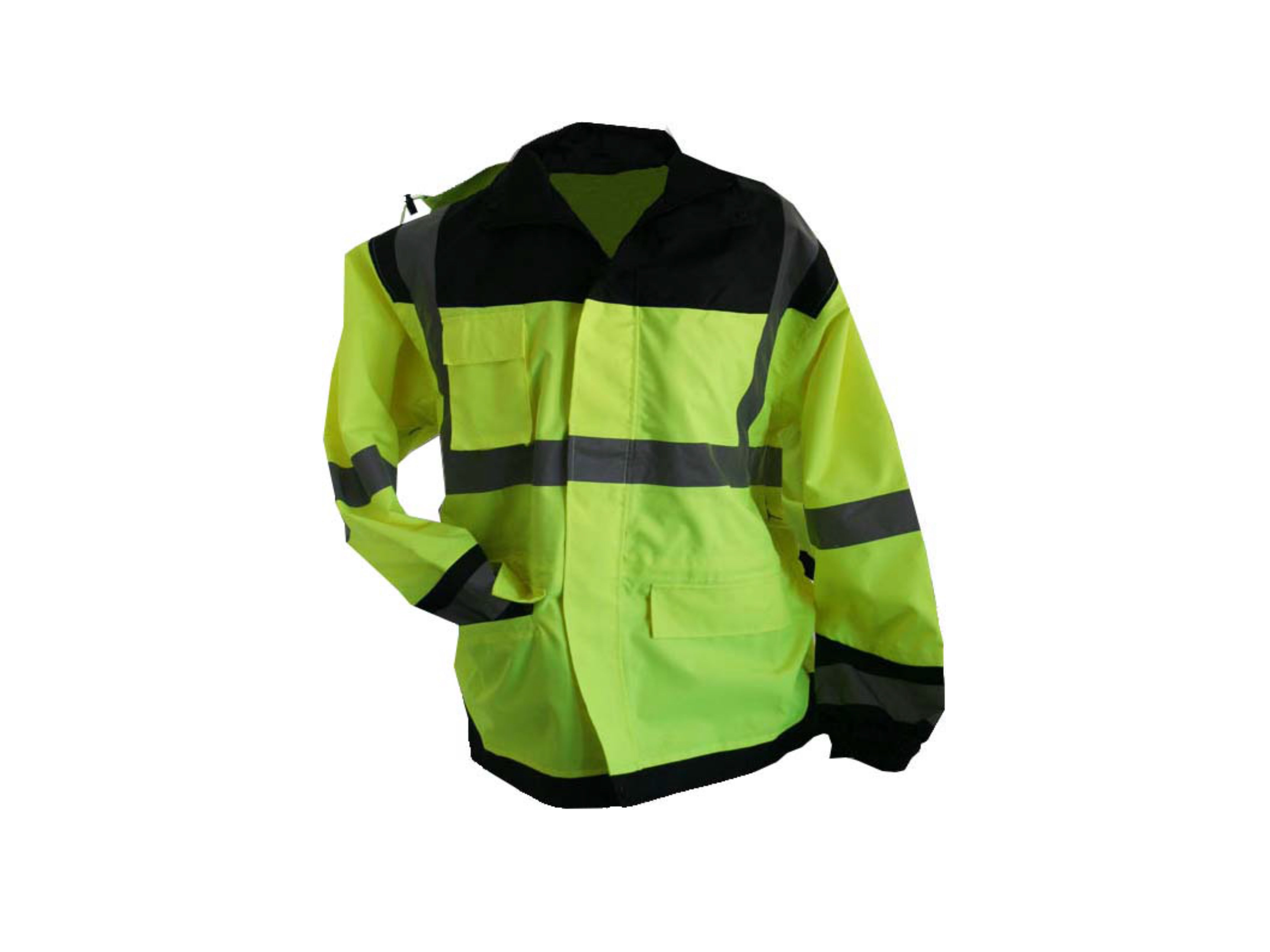 Safety Rain Jacket Reflective Green Hi-Vis Raincoat Rainjacket w Hood S-7XL