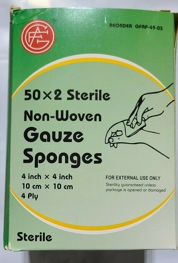 Genuine First Aid Sterile Gauze Pad Sponges 4" x 4" 50 Pcs.
