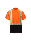 Reflective High Visibility T-Shirt Honeycomb Stripes Black Bottom