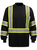 Security Black Reflective T-Shirt Hydro-wicked Class III  Long Sleeve