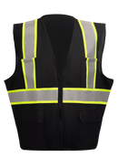 Security Black Reflective Two-Tone Zipper Closure Safety Vest