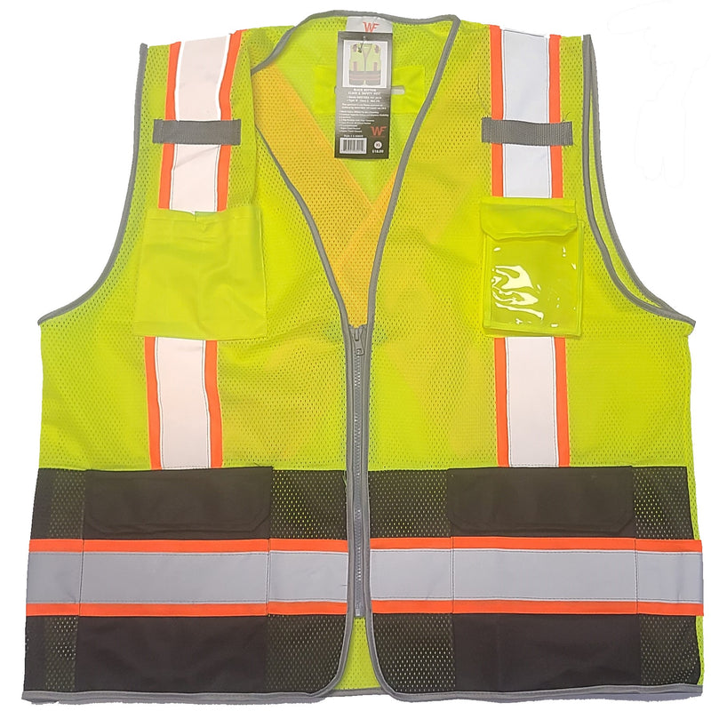 Black Bottom High Visibility Reflective Class II Ansi Safety Vest