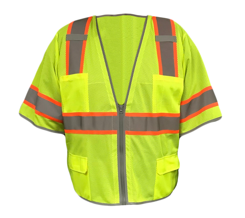 Work Force Class 3 Lime Safety Vest With Zipper Front Closure