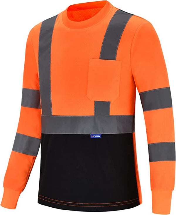 Work Force Class Orange Reflective Long Sleeve With Black Bottom
