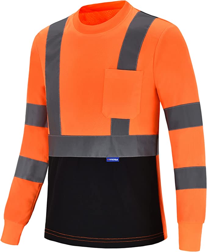 Work Force Class 3 Orange Reflective Long Sleeve With Black Bottom