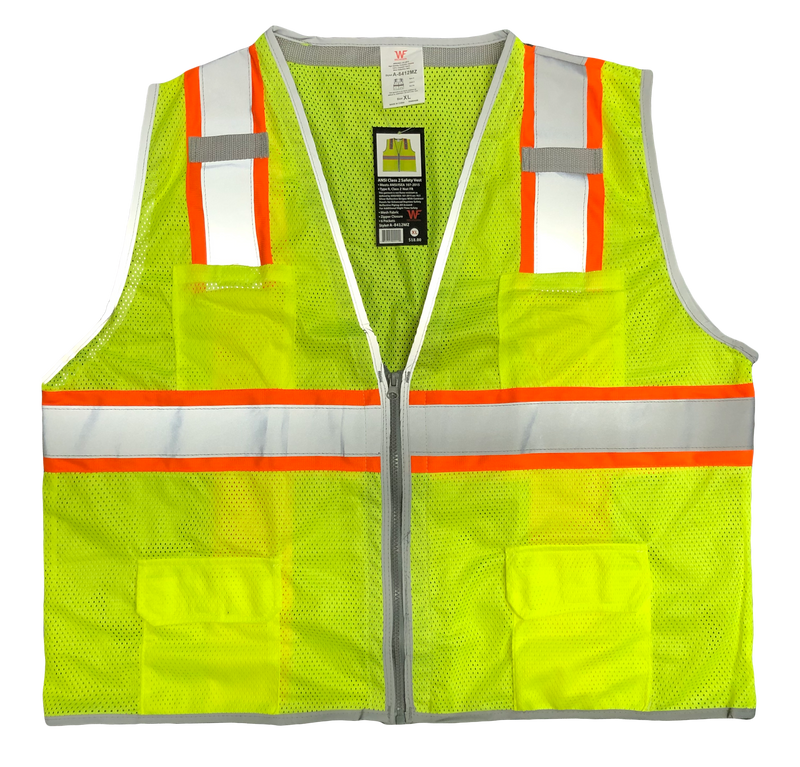 Work Force Class 2 Lime Safety Vest Ansi 107-2015 with Contrast Tape