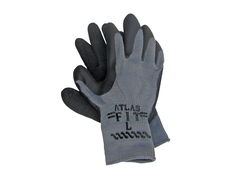 Work Force  Atlas Fit Black Rubber Palm Coated Gloves