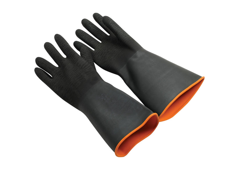 Work Force Black Crinkle Finish Rubber Gloves