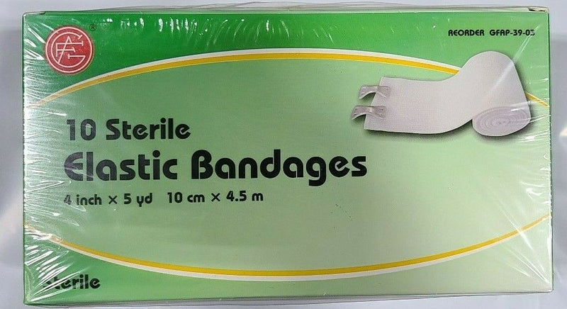 Genuine First Aid 10 Pack Sterile Elastic Bandage Wrap With Metal Clips