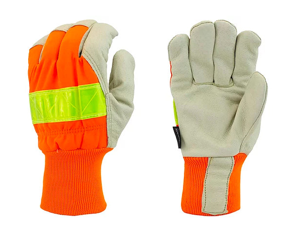 Work Force J-52080 High-viz Orange Lined Pigskin Gloves With Knit Wrist