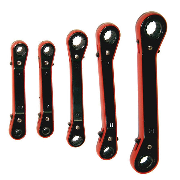 5 Pc. Offset Ratcheting Box Wrench Set SAE 7/32" - 11/16"