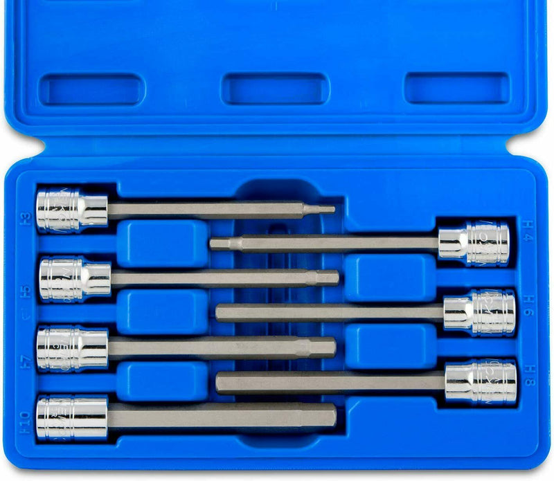 Boston Industrial 3/8” Dr Extra Long Allen Hex Bit Socket Set Metric 3 to 10mm