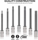 Boston Industrial 3/8” Dr Extra Long Allen Hex Bit Socket Set Metric 3 to 10mm