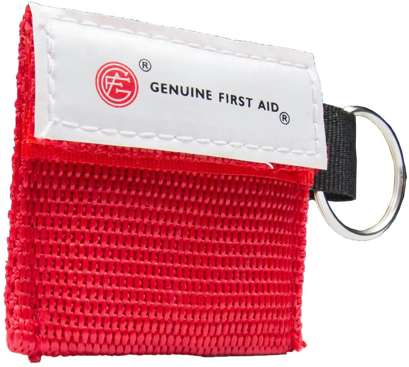 Genuine First Aid CPR Mini Kit w/ Key Ring Pouch One Way Valve Mask